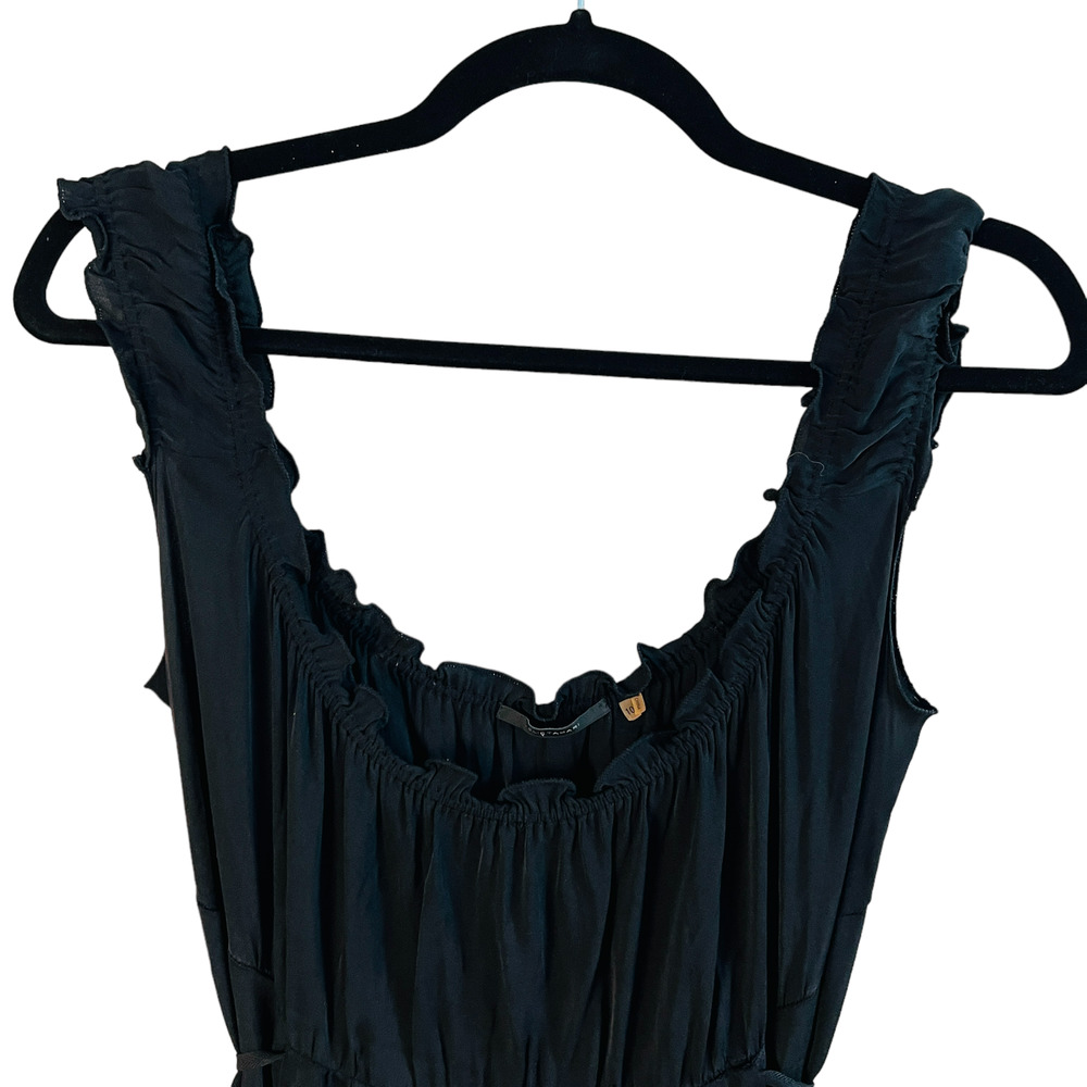 Elie Tahari Black Off-The-Shoulder Ruffle Knee Length Silk A-Line Dress Size 10 - Picture 5 of 11